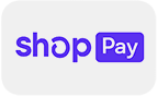 A purple logo for the shop pay app.