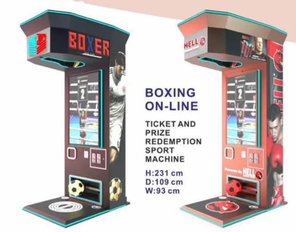 A boxing machine is shown with the words " boxing on-line ".